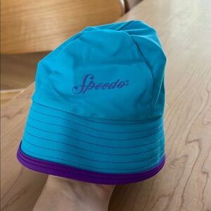Speedo Kids Swim Hat - Teal and Purple